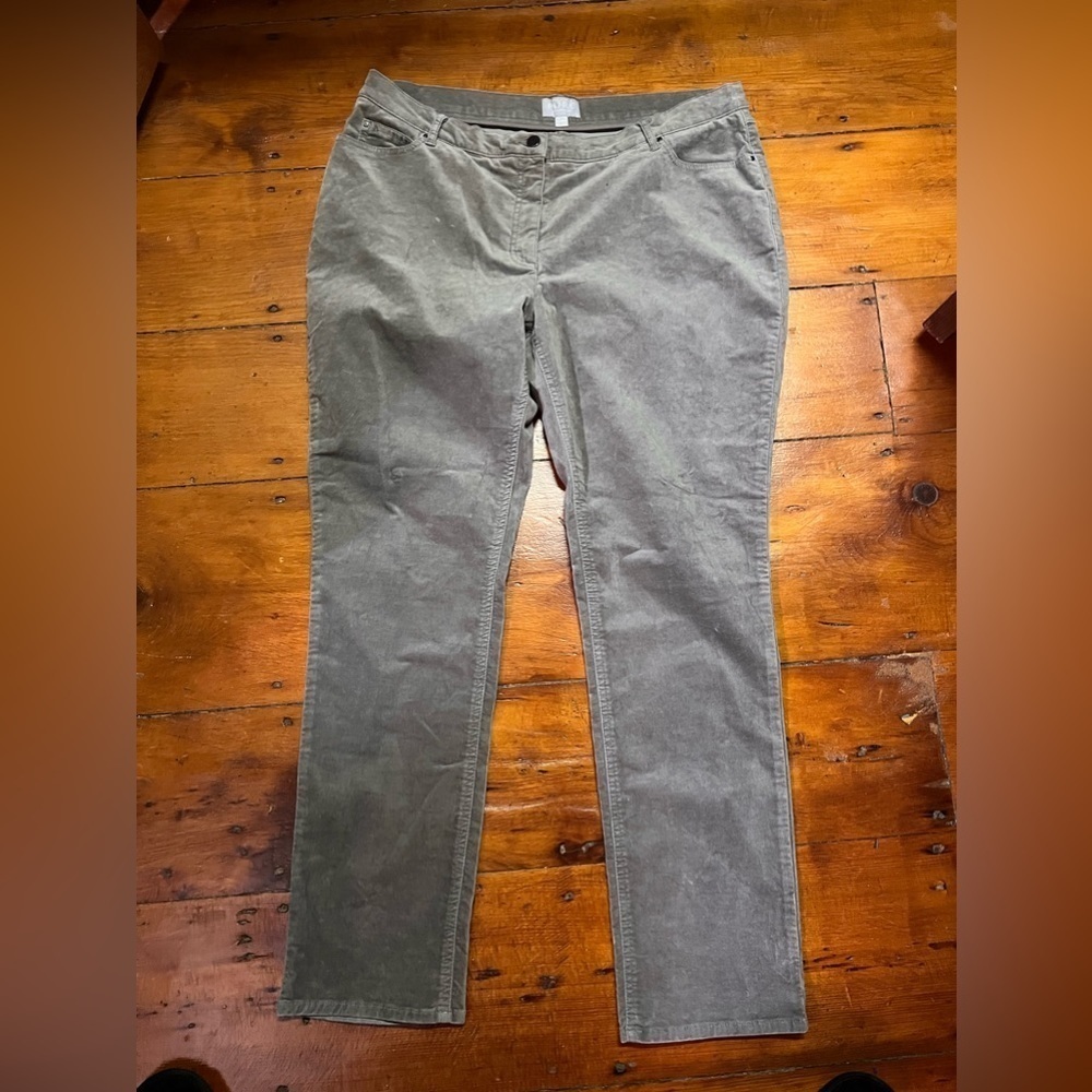 J Jill Pure gray velour straight leg pants women’s 14